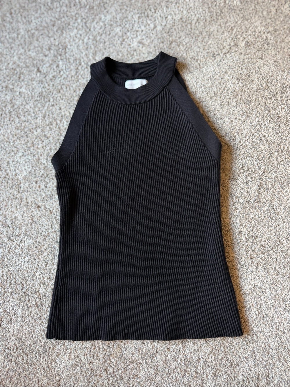 Nine West Black Ribbed Halter Neck Tank